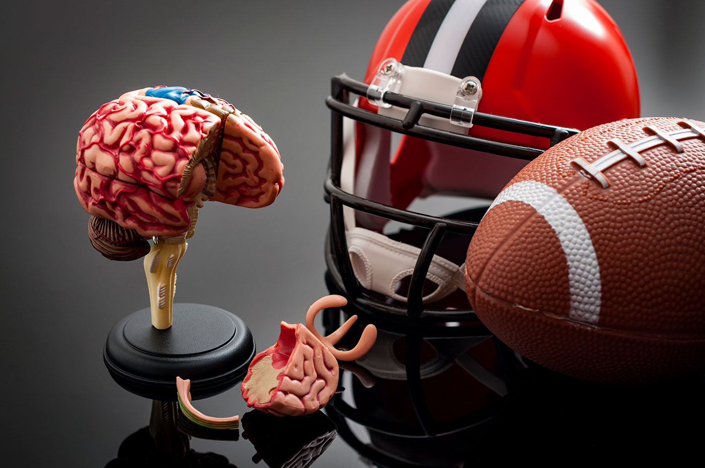 Football Player and Anatomy of Brain