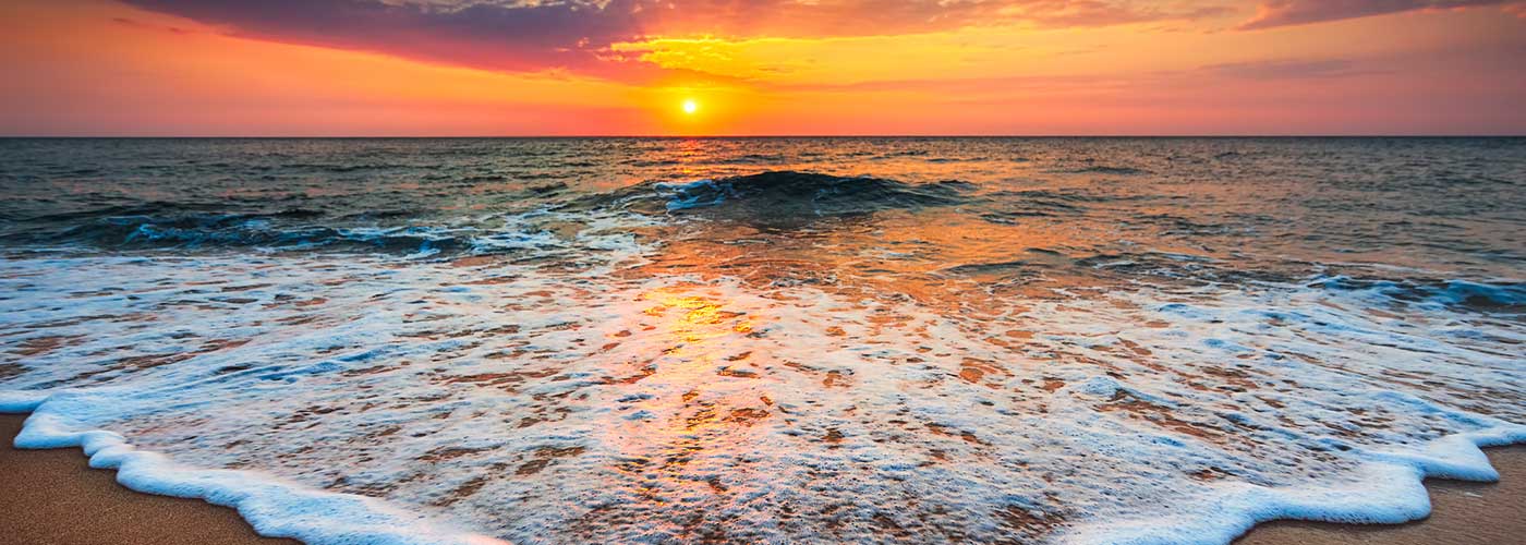 Sunset at the coastline.