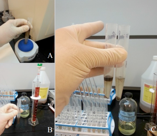 Steps of density seperation (figure 4: A-C)
