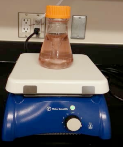 figure 2: microsphere stirring with magenetic rod on stir plate
