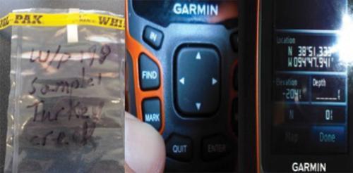 figure 4: Whirl pack label example and gps marking